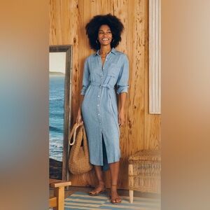 Faherty Denim Blue Button-Up Dress